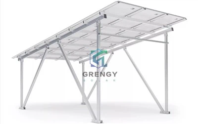 Solar-Carport-Gestell inkl. 15 Solarmodulen, Aluminium, Durchfahrtshöhe 2.200 mm